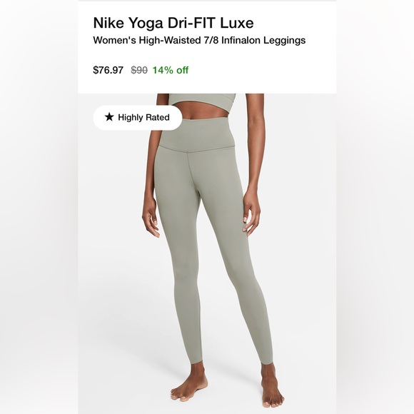 Never Worn: XS Nike Yoga Dry-FIT Luxe in Light Army/Stone - Picture 1 of 6